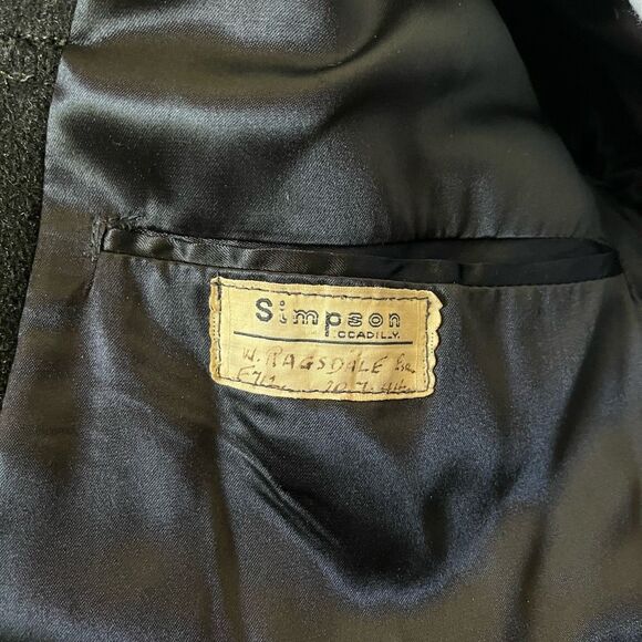 Vintage 1940s Simpson Piccadilly Wool Coat Double Breasted Faux Fur Shawl Collar - Picture 6 of 14